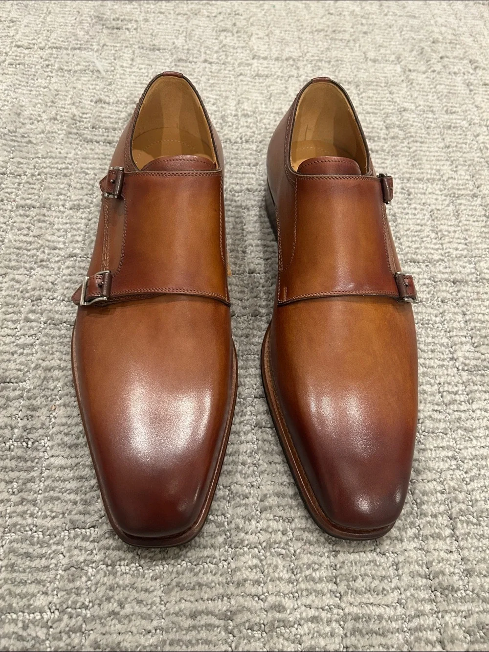 Magnanni Maxon Chestnut Brown Double Monk Strap Oxfords 8